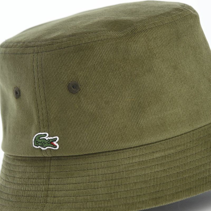 ラコステのバケットハット ONE POINT CORDUROY HAT（ワンポイント コーデュロイハット） L1336 カーキ