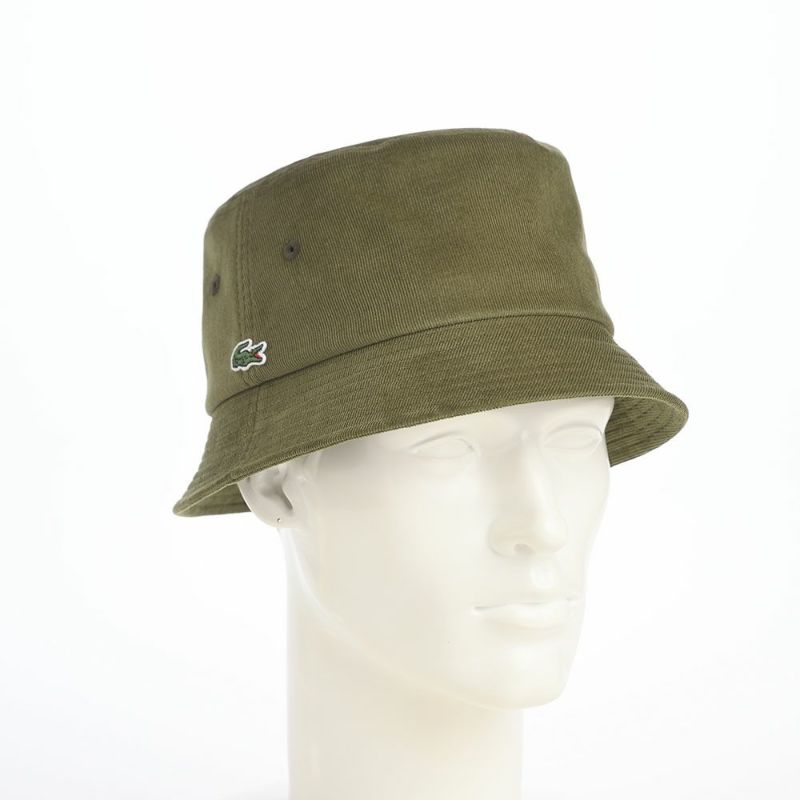 ラコステのバケットハット ONE POINT CORDUROY HAT（ワンポイント コーデュロイハット） L1336 カーキ