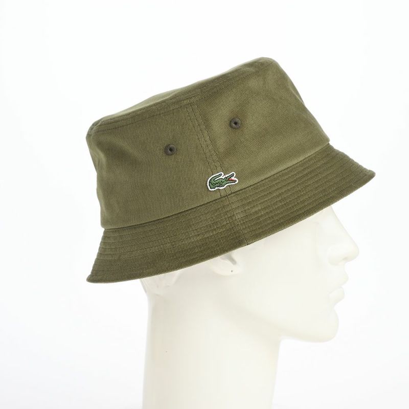 ラコステのバケットハット ONE POINT CORDUROY HAT（ワンポイント コーデュロイハット） L1336 カーキ