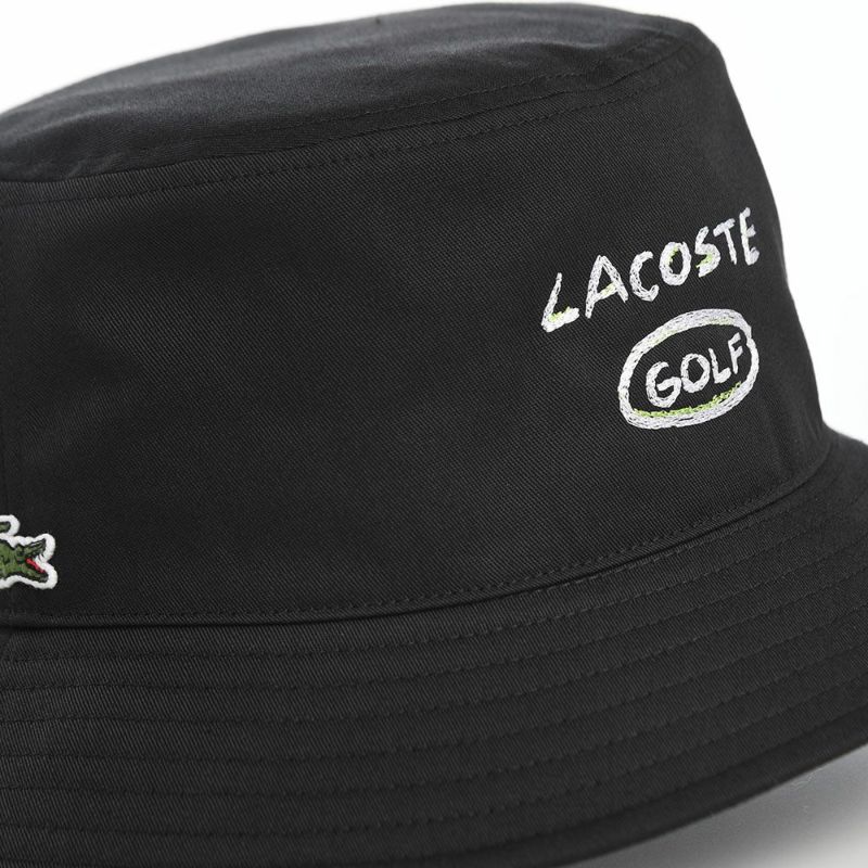 ラコステのバケットハット GOLF GRAPHIC HAT（ゴルフグラフィックハット） L1344 ブラック