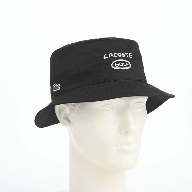 ラコステのバケットハット GOLF GRAPHIC HAT（ゴルフグラフィックハット） L1344 ブラック