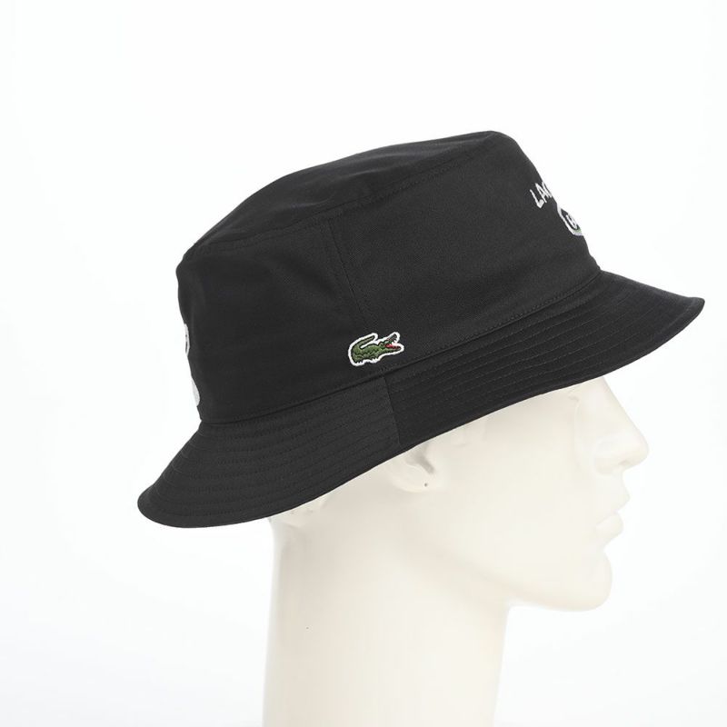 ラコステのバケットハット GOLF GRAPHIC HAT（ゴルフグラフィックハット） L1344 ブラック