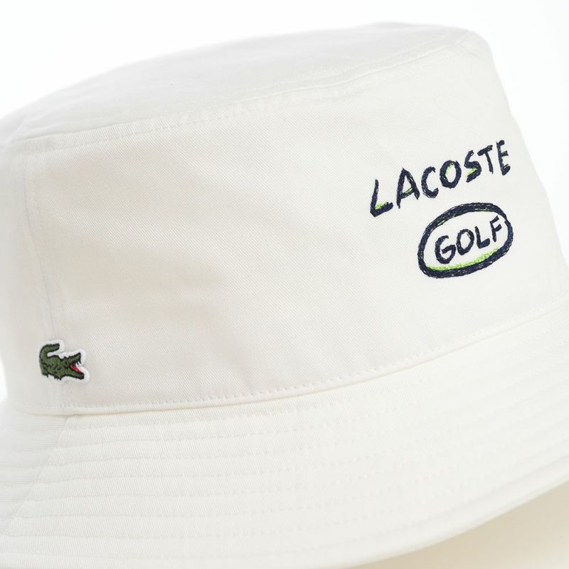 ラコステのバケットハット GOLF GRAPHIC HAT（ゴルフグラフィックハット） L1344 ホワイト