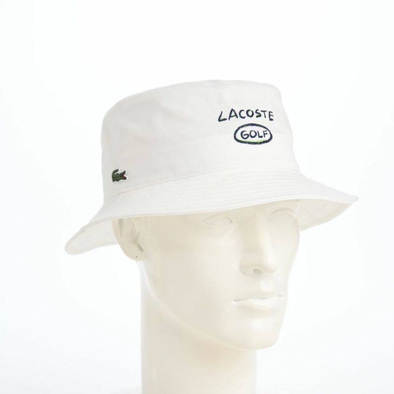 ラコステのバケットハット GOLF GRAPHIC HAT（ゴルフグラフィックハット） L1344 ホワイト