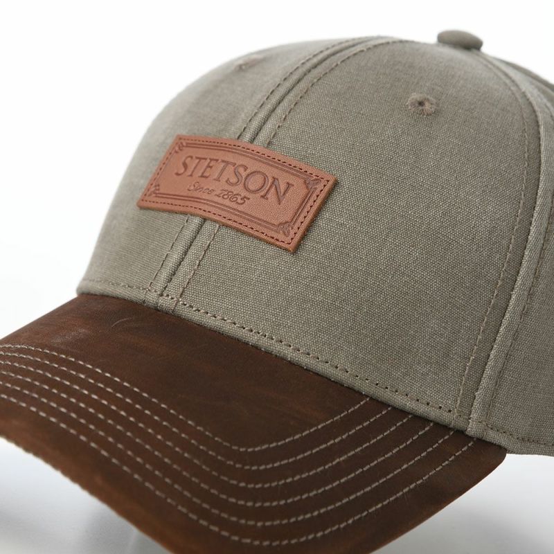 ステットソンのキャップ BASEBALL CAP COTTON LEATHRE（ベースボールキャップ コットンレザー） ST250EU ブラウン