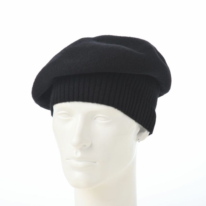 レッターのベレー帽 Rib Basque Beret Big（リブバスクベレービッグ） ブラック