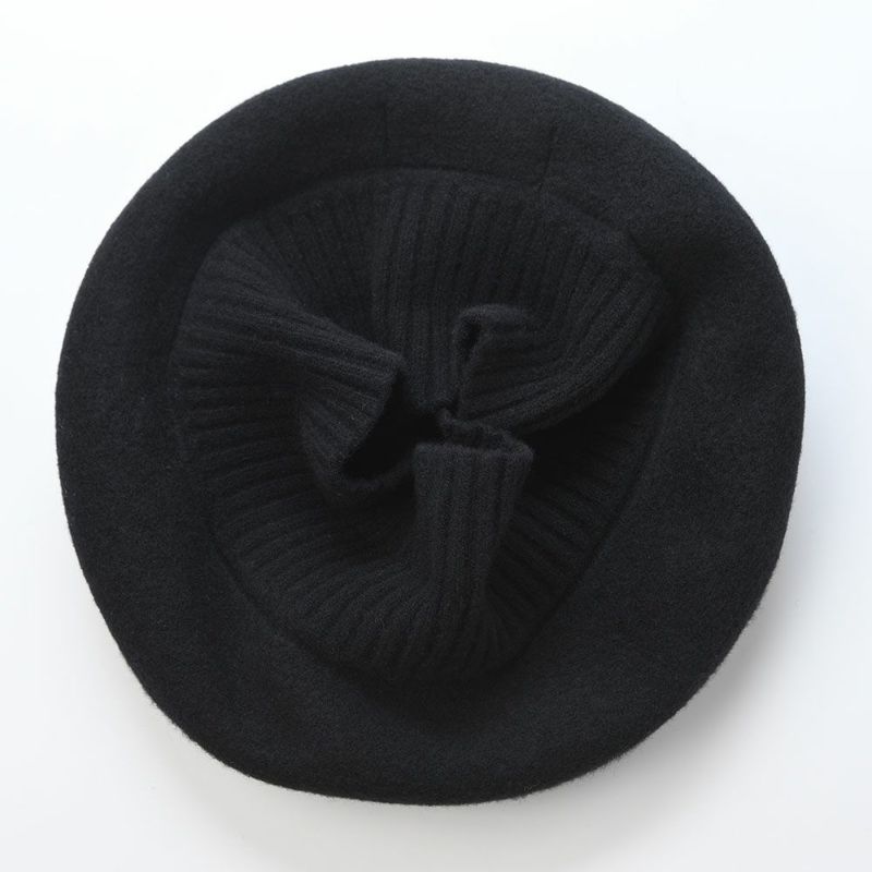 レッターのベレー帽 Rib Basque Beret Big（リブバスクベレービッグ） ブラック