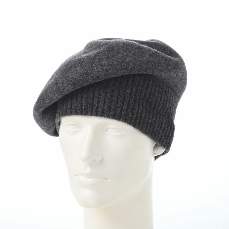 レッターのベレー帽 Rib Basque Beret Big（リブバスクベレービッグ） チャコール