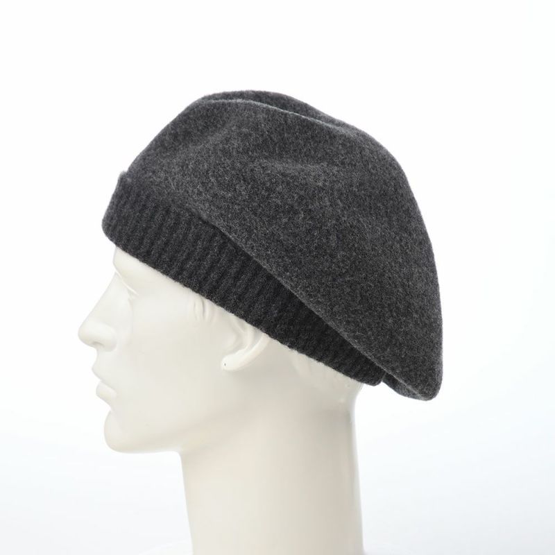 レッターのベレー帽 Rib Basque Beret Big（リブバスクベレービッグ） チャコール