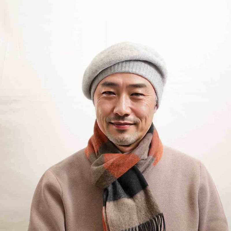 レッターのベレー帽 Rib Basque Beret Big（リブバスクベレービッグ） グレー