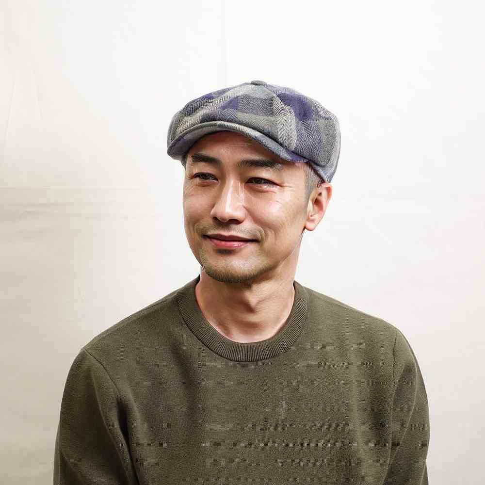 ヴィゲーンズのキャスケット Newsboy Retro Cap Check（ニュースボーイ レトロキャップ チェック）W102137 ネイビー