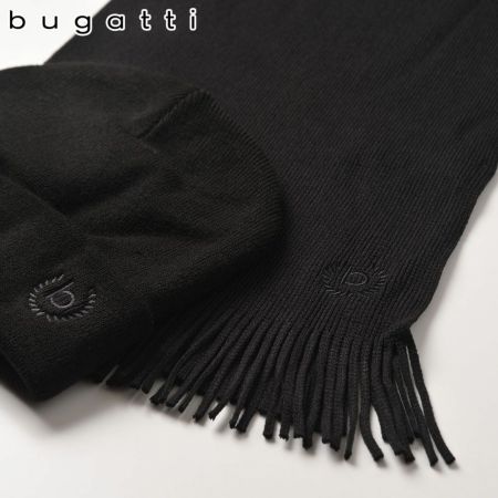 ブガッティのスカーフ・マフラー Raschel Scarf ＆ Beanie（ラッセルスカーフ＆ビーニー） 630204 ブラック