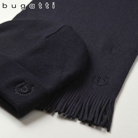 ブガッティのスカーフ・マフラー Raschel Scarf ＆ Beanie（ラッセルスカーフ＆ビーニー） 630204 ネイビー