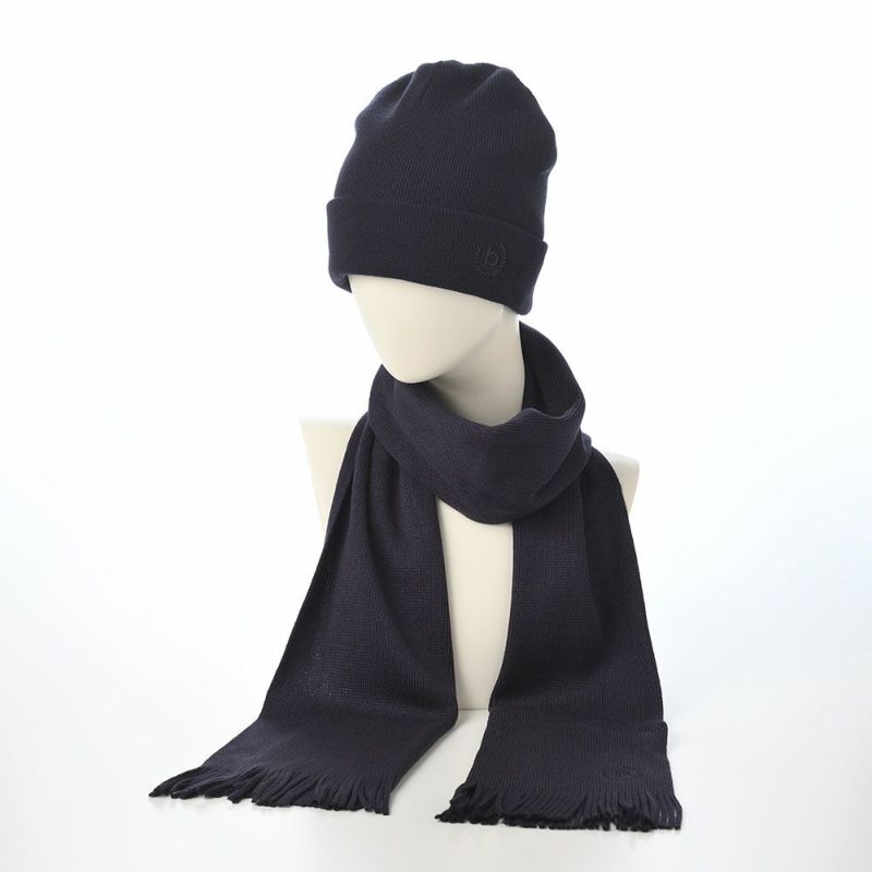 ブガッティのスカーフ・マフラー Raschel Scarf ＆ Beanie（ラッセルスカーフ＆ビーニー） 630204 ネイビー