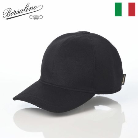 ボルサリーノのキャップ Baseball Cashmere Cap（ベースボール カシミア キャップ） B95174 ブラック