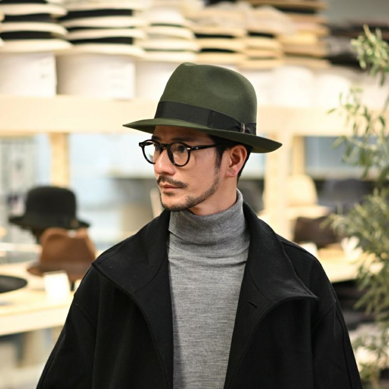 ボルサリーノのフェルトハット Marengo rasato（マレンゴ ラザート） 490025 モスグリーン