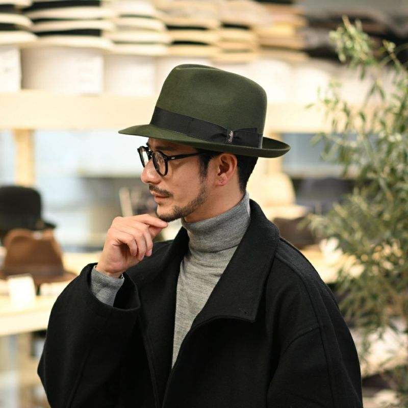 ボルサリーノのフェルトハット Marengo rasato（マレンゴ ラザート） 490025 モスグリーン