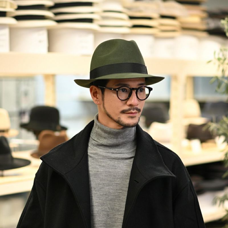 ボルサリーノのフェルトハット Marengo rasato（マレンゴ ラザート） 490025 モスグリーン