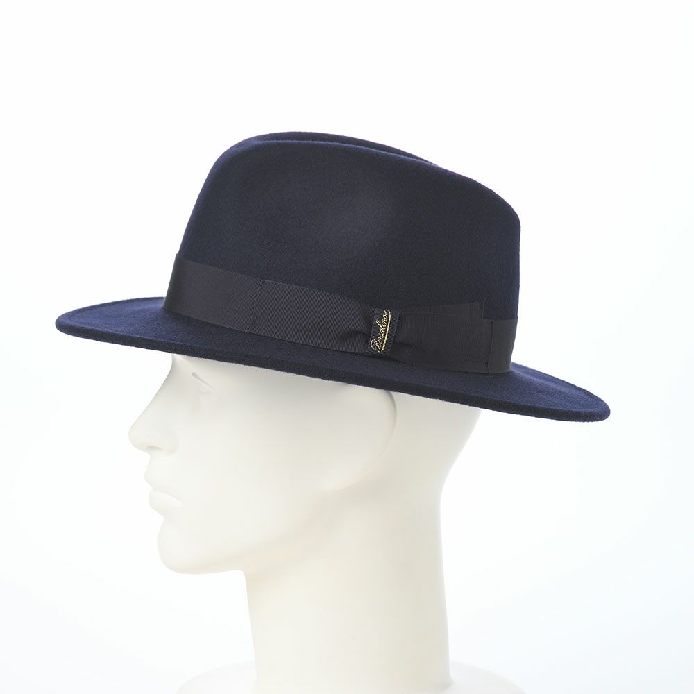 美品　イタリア製　BoRSalino ネイビー ウール フェルトハット Borsalino（ボルサリーノ） 帽子 中折れハット フェルト帽 秋 冬