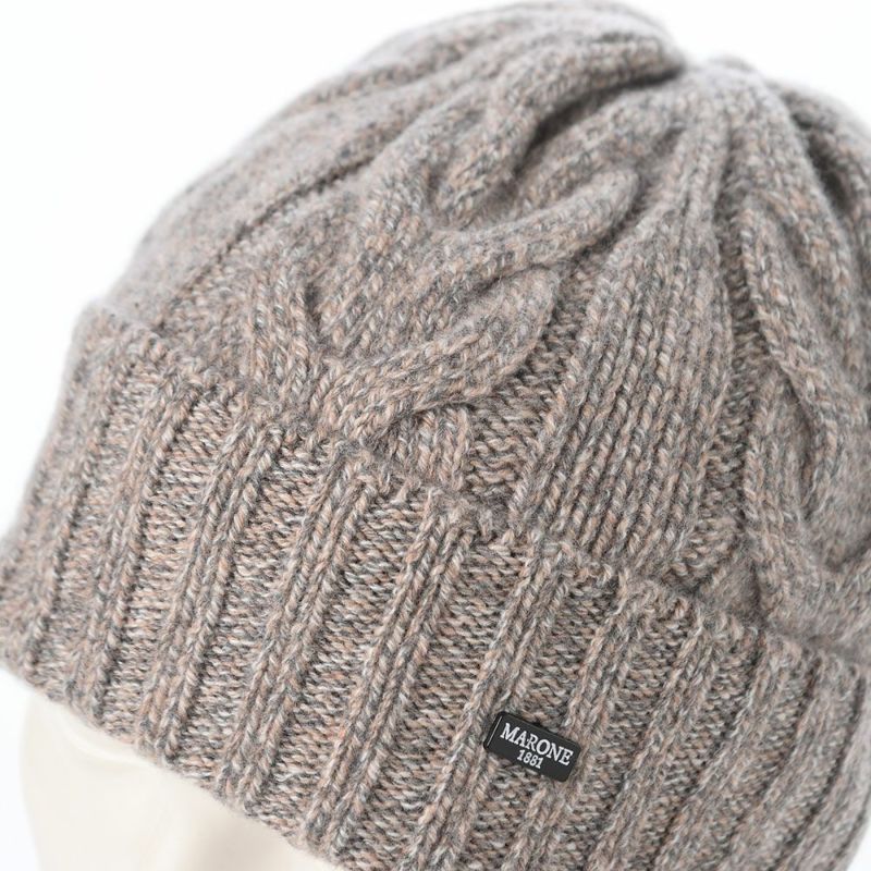 マローネのニット帽 Cashmere Cable Knit Cap（カシミヤ ケーブル ニット キャップ） 84195 ベージュ