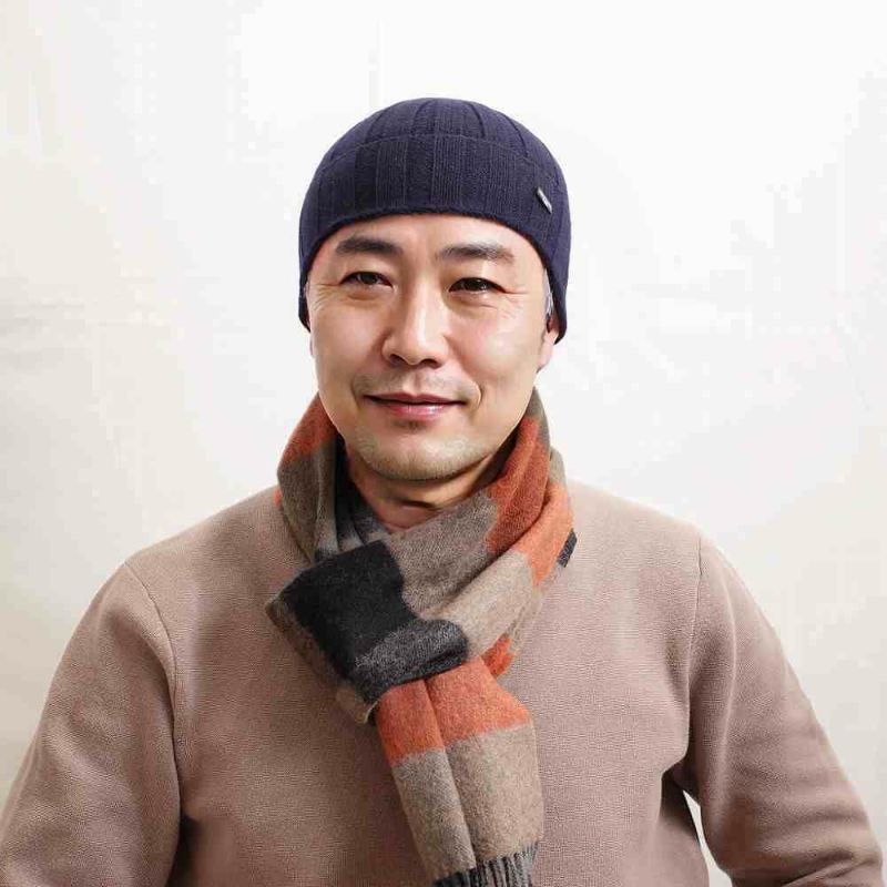 マローネのニット帽 Cashmere Vertical Knit Cap（カシミヤ バーチカル ニット キャップ） 84192 ブルー