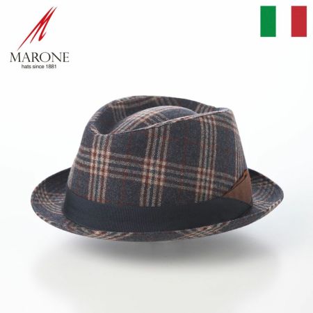 マローネのソフトハット A Check Trilby（エー チェック トリルビー） UT238 ブルー