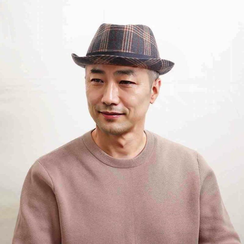 マローネのソフトハット A Check Trilby（エー チェック トリルビー） UT238 ブルー