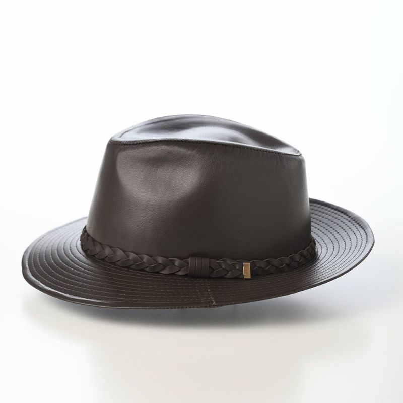 マローネのレザーハット Lamb Leather Hat（ラムレザー ハット） ダークブラウン