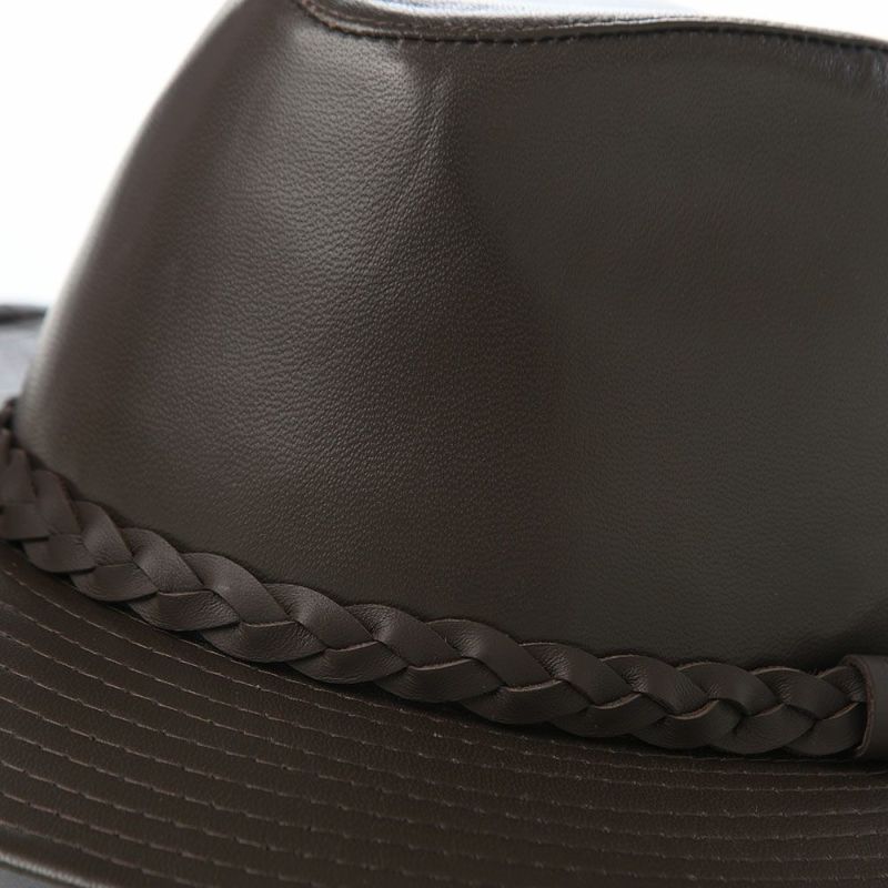 マローネのレザーハット Lamb Leather Hat（ラムレザー ハット） ダークブラウン