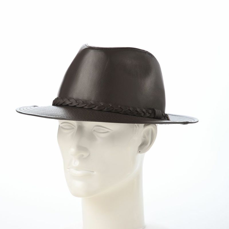 マローネのレザーハット Lamb Leather Hat（ラムレザー ハット） ダークブラウン