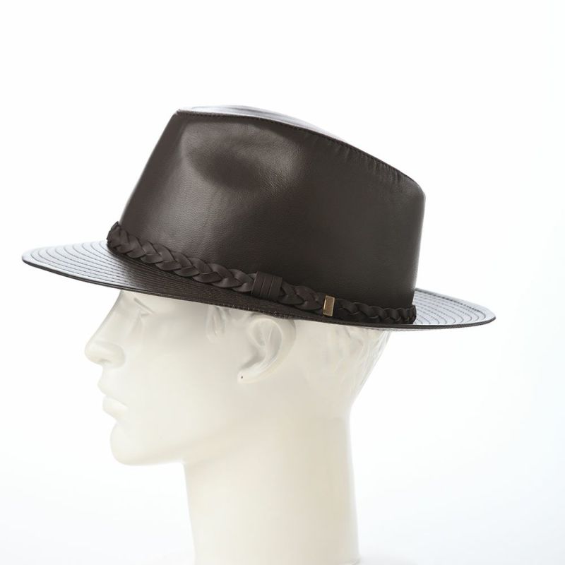 マローネのレザーハット Lamb Leather Hat（ラムレザー ハット） ダークブラウン