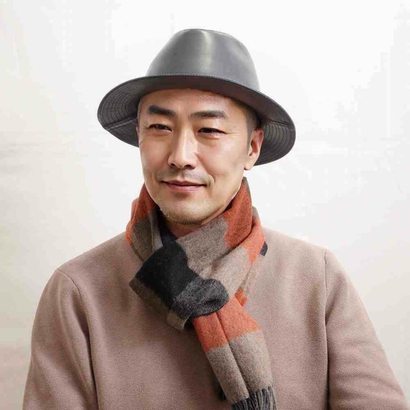 マローネのレザーハット Lamb Leather Hat（ラムレザー ハット） グレー