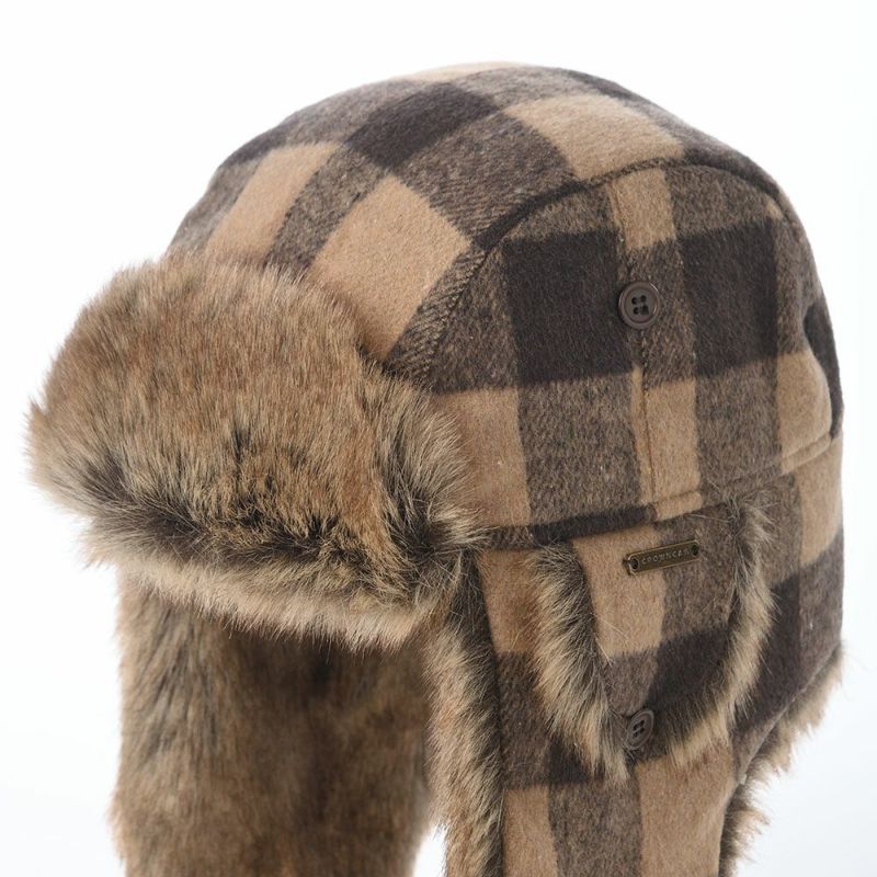 クラウンキャップの飛行帽 Aviator Check（アビエーター チェック） ブラウン