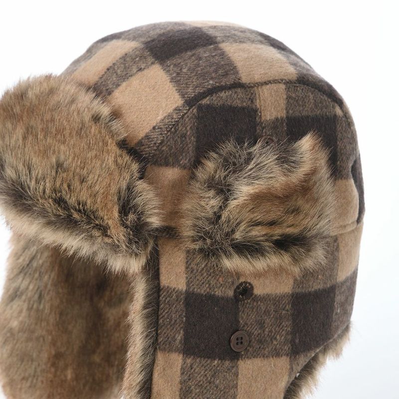 クラウンキャップの飛行帽 Aviator Check（アビエーター チェック） ブラウン