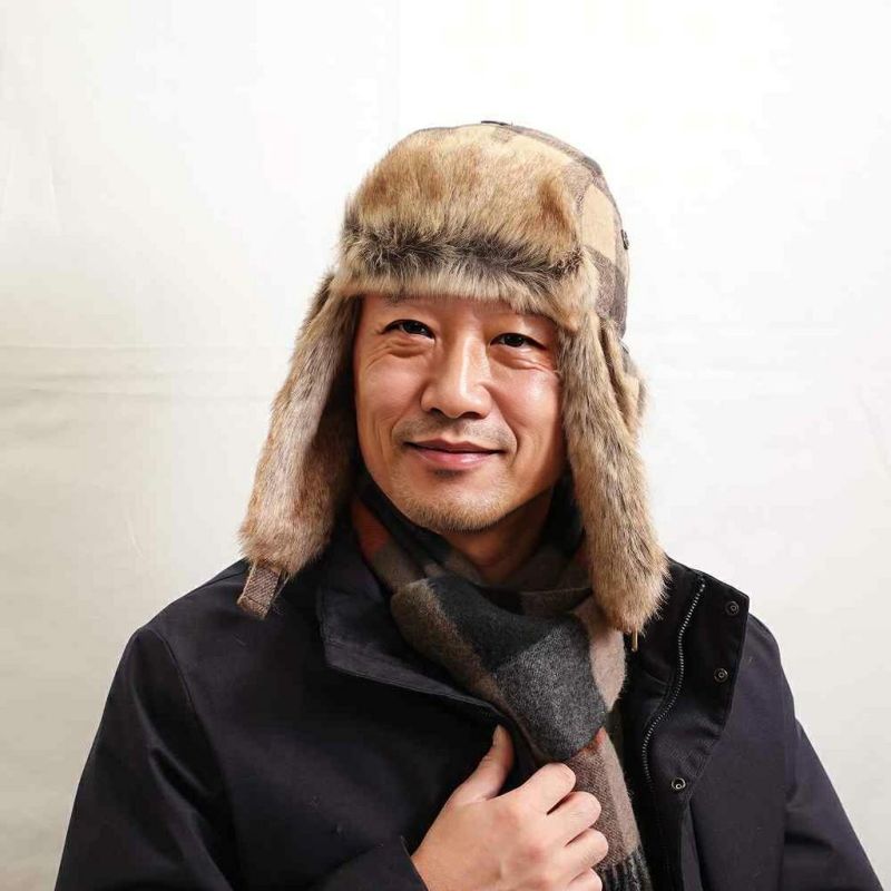 クラウンキャップの飛行帽 Aviator Check（アビエーター チェック） ブラウン