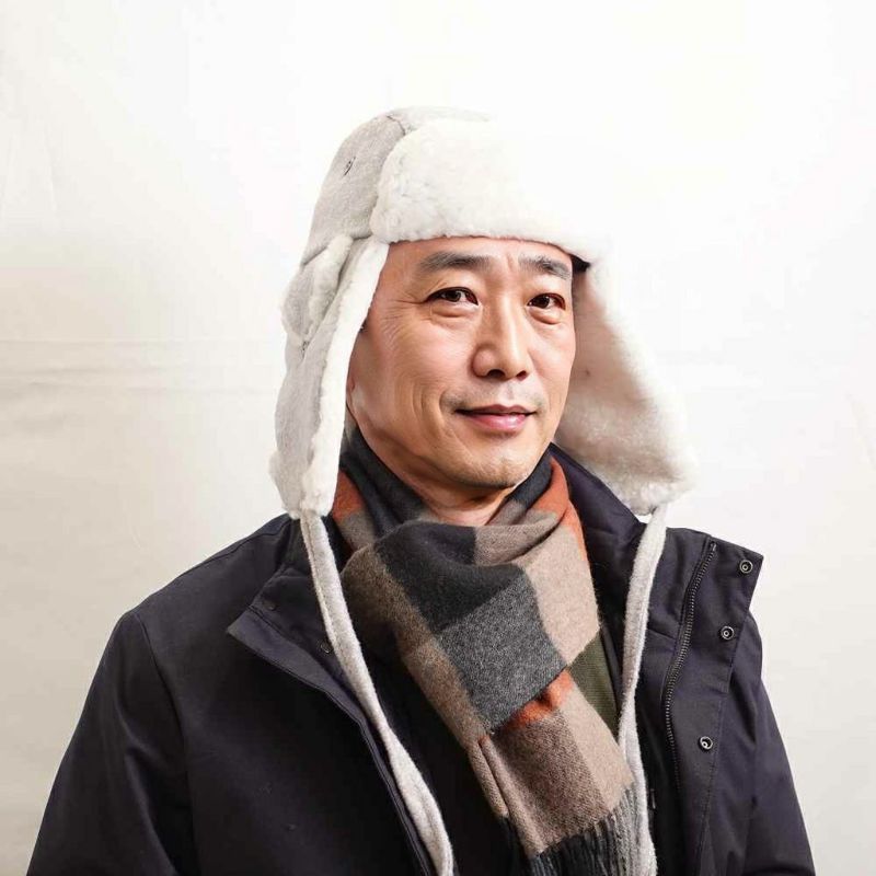 クラウンキャップの飛行帽 Cashmere Mix Aviator（カシミヤミックス アビエーター） グレー