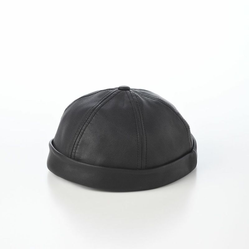 クラウンキャップのロールキャップ Lambskin Leather Beanie（ラムスキンレザー ビーニー） ブラック