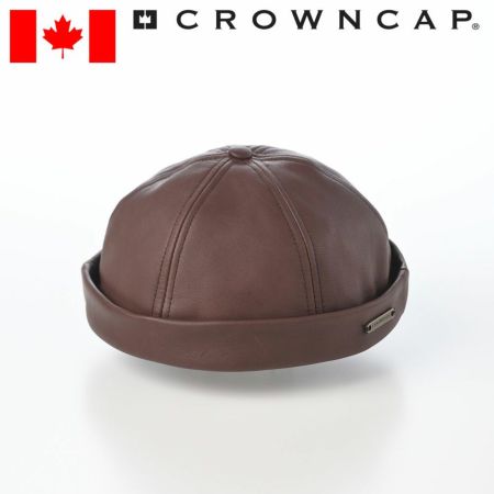 クラウンキャップのロールキャップ Lambskin Leather Beanie（ラムスキンレザー ビーニー） ブラウン