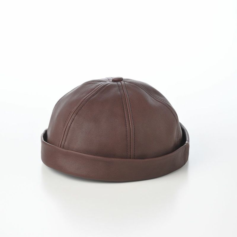 クラウンキャップのロールキャップ Lambskin Leather Beanie（ラムスキンレザー ビーニー） ブラウン