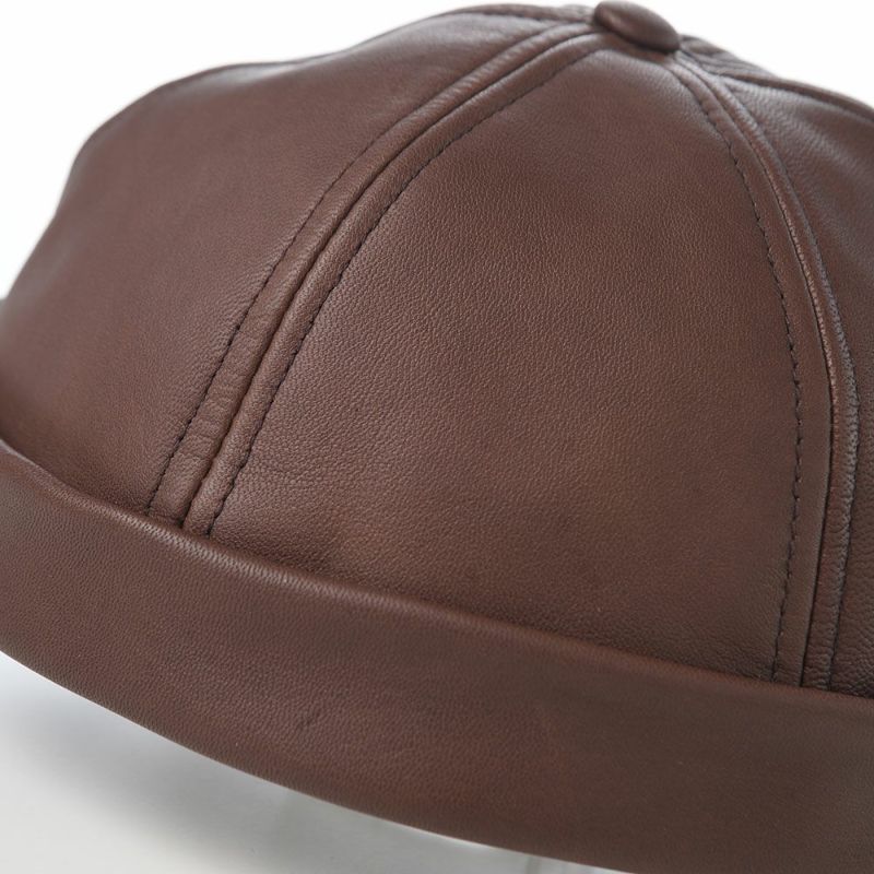 クラウンキャップのロールキャップ Lambskin Leather Beanie（ラムスキンレザー ビーニー） ブラウン