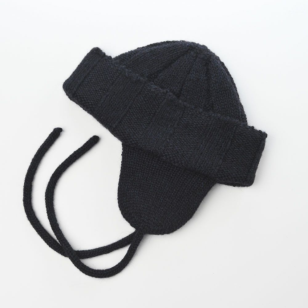 レッターのニット帽 Andes Knit Watch MIMIDAN（アンデスニットワッチ 耳暖） ブラック