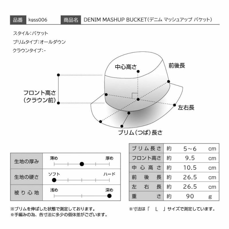 カンゴールのバケットハット DENIM MASHUP BUCKET（デニム マッシュアップ バケット） ブラック