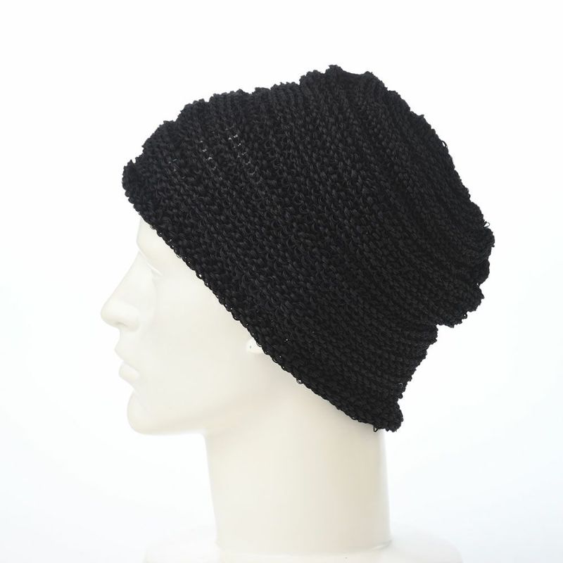 レッターの春夏ニット帽 Straw Yarn Long（ストローヤーン ロング） ブラック