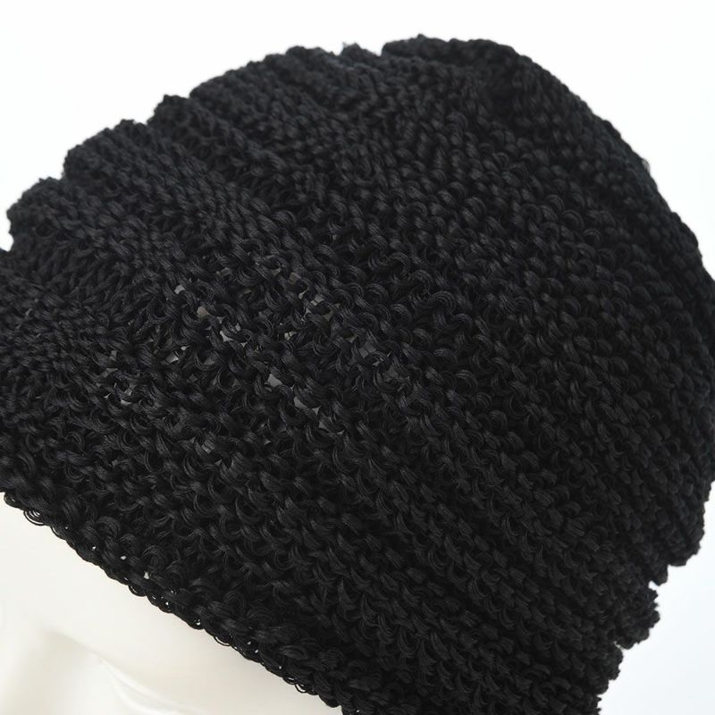 レッターの春夏ニット帽 Straw Yarn Long（ストローヤーン ロング） ブラック