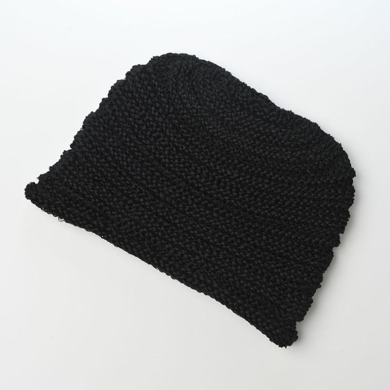 レッターの春夏ニット帽 Straw Yarn Long（ストローヤーン ロング） ブラック
