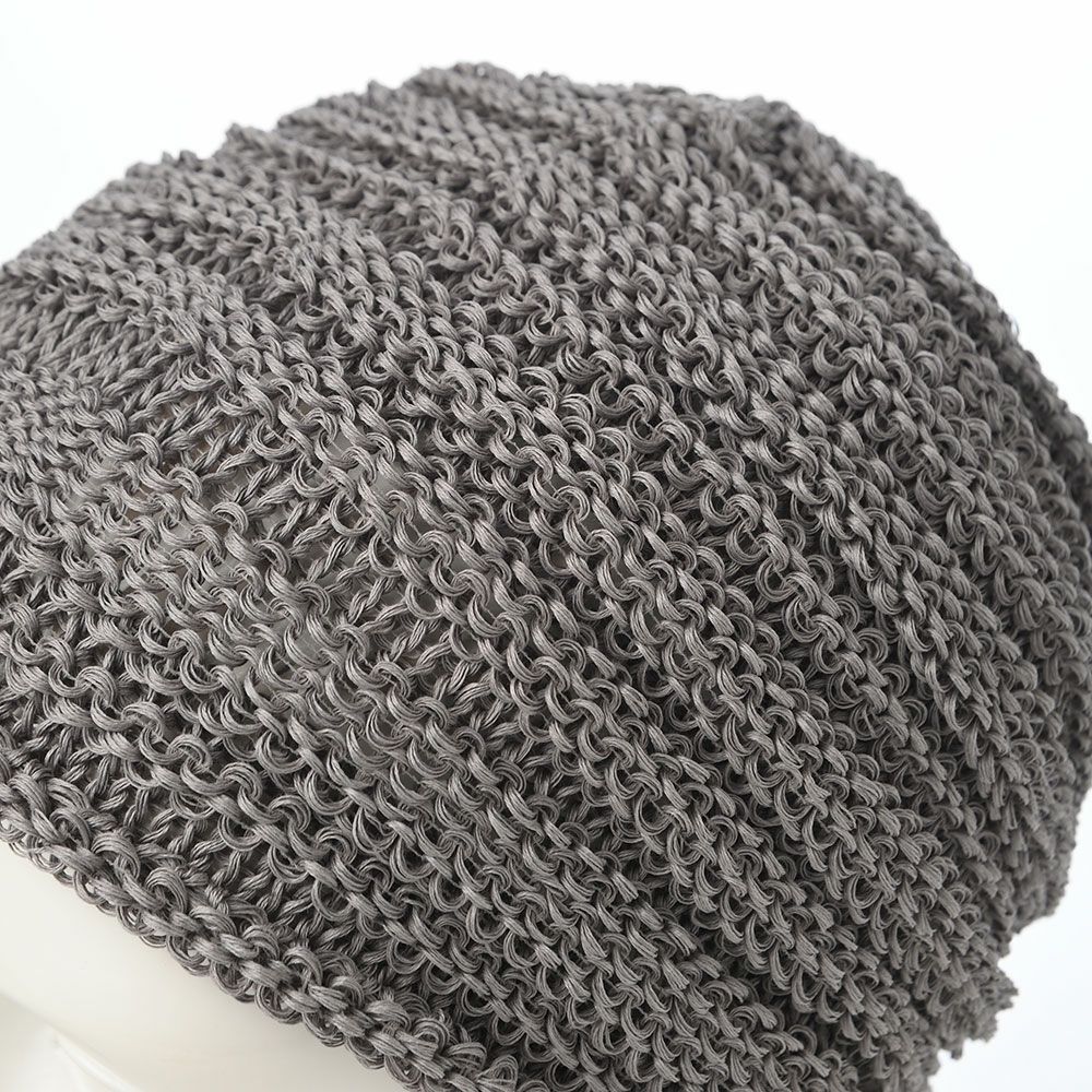 レッターの春夏ニット帽 Straw Yarn Long（ストローヤーン ロング） グレー