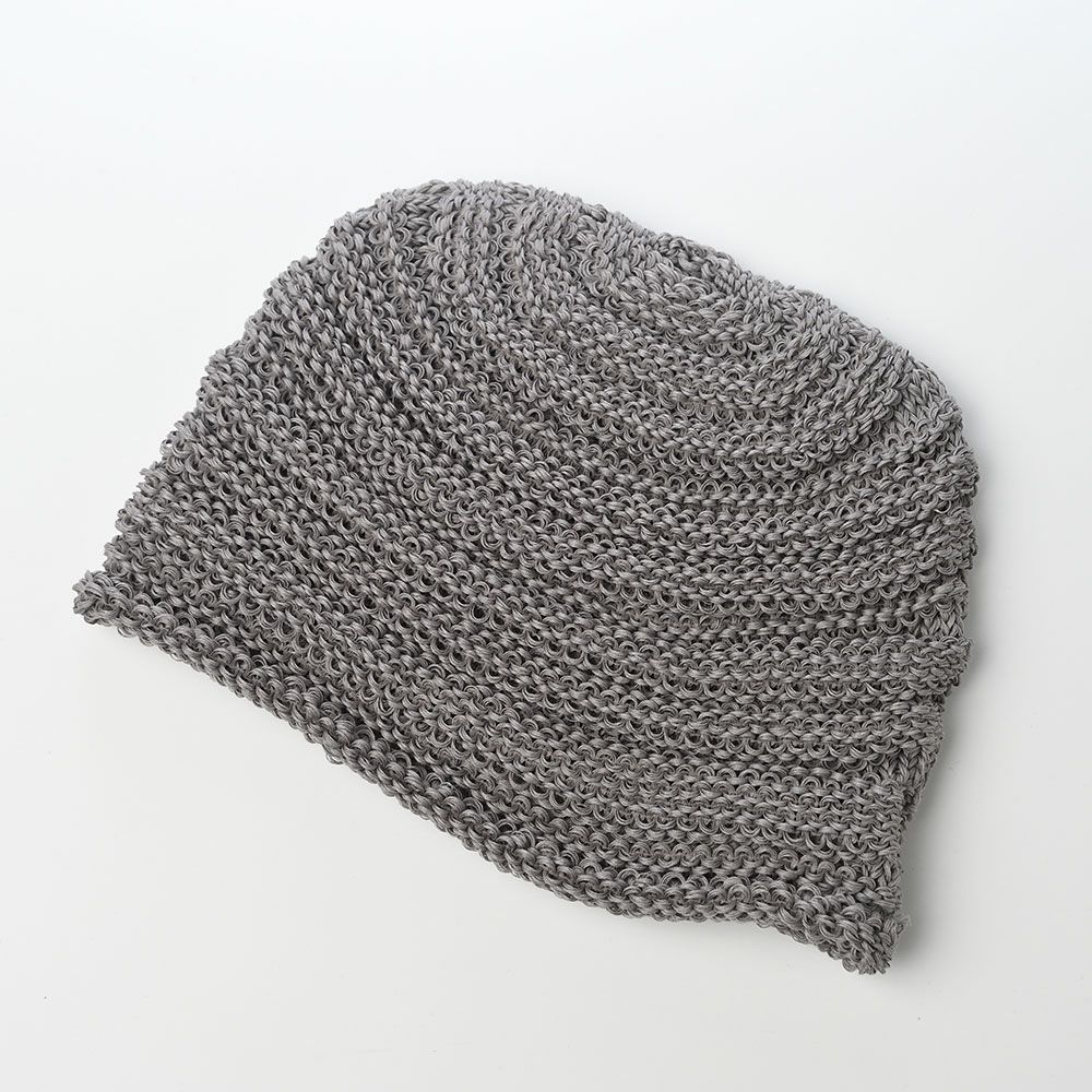 レッターの春夏ニット帽 Straw Yarn Long（ストローヤーン ロング） グレー