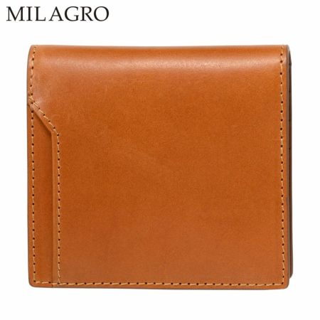ミラグロの二つ折り財布 イタリアンレザー 薄型財布 CA-MB-669 ブラウン