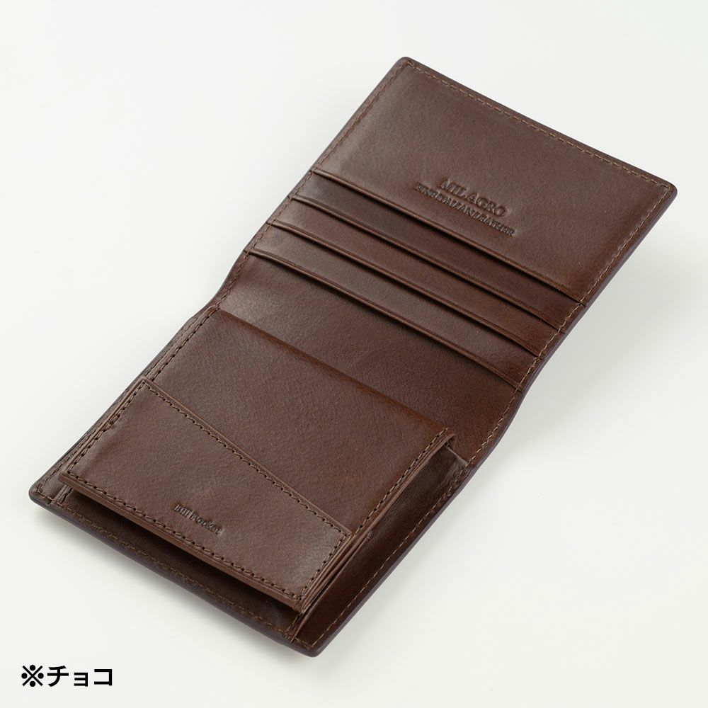 ミラグロの二つ折り財布 21ポケット タンポナートレザー ウォレット CA-S-2108 ネイビー
