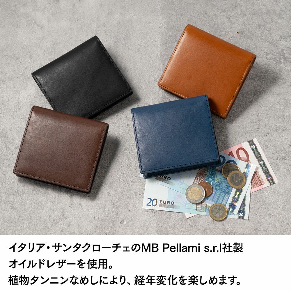 ミラグロの二つ折り財布 21ポケット タンポナートレザー ウォレット CA-S-2108 ネイビー